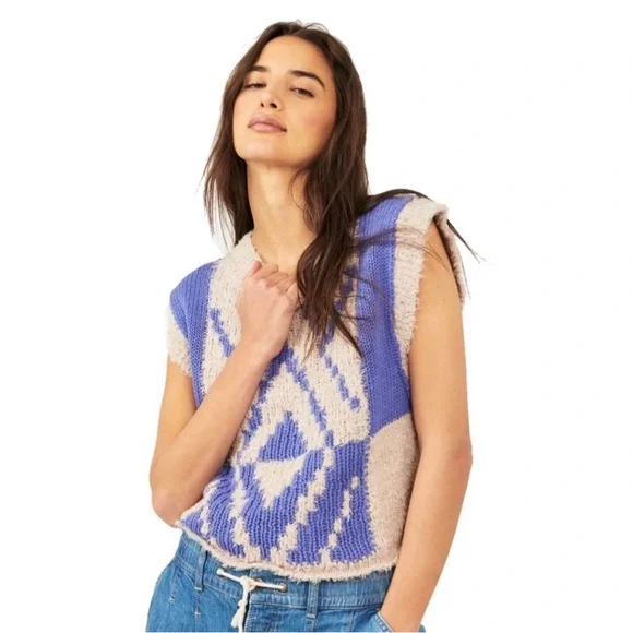 Free People Diamonds for Days Vest in Blue Moon Combo NWOT - Picture 5 of 16